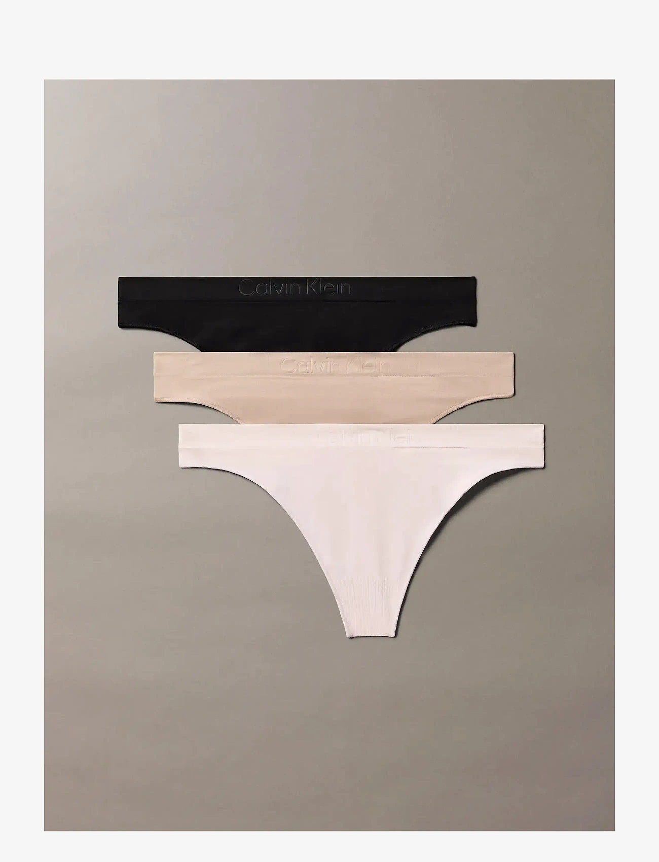 Calvin Klein - THONG 3 PK - stringtrusser - black  cedar  eggshell - 3