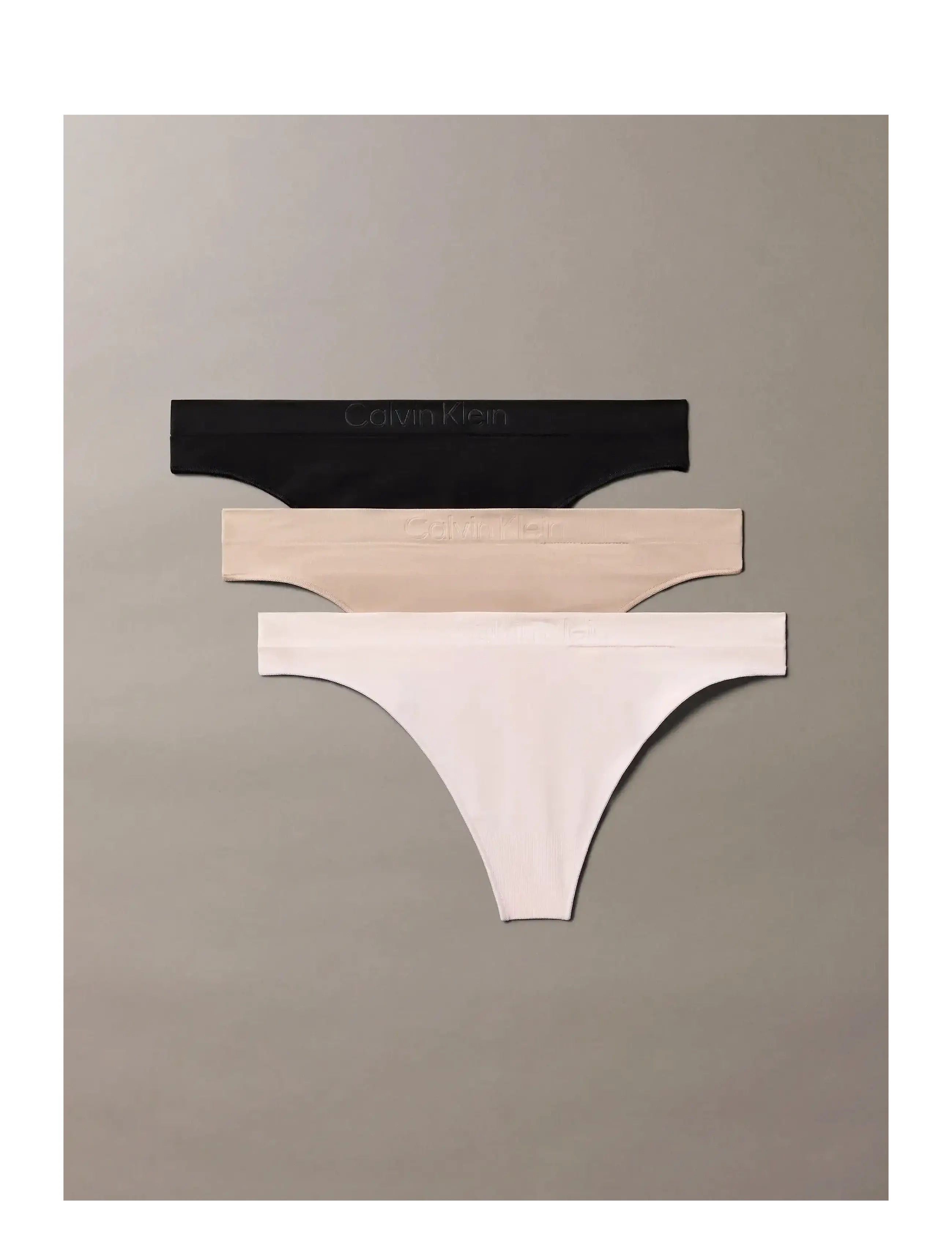 Calvin Klein - THONG 3 PK - tangas - black  cedar  eggshell - 3
