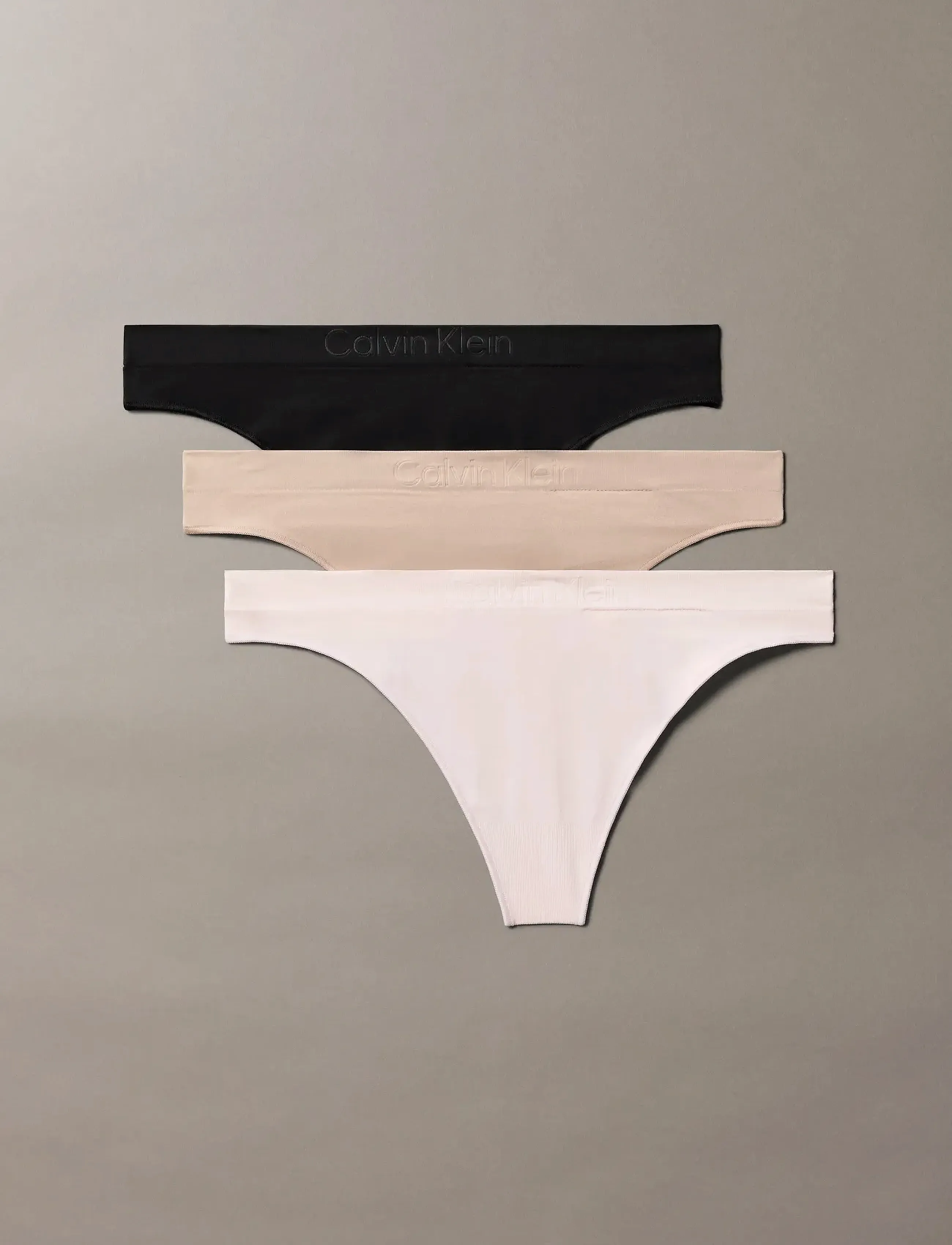 Calvin Klein THONG 3 PK - Calvin Klein - BLACK  CEDAR  EGGSHELL / black