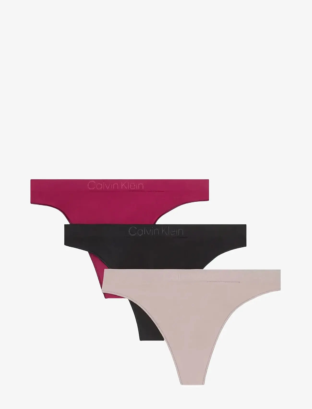 Calvin Klein - THONG 3 PK - string - black/mink/beet red - 0