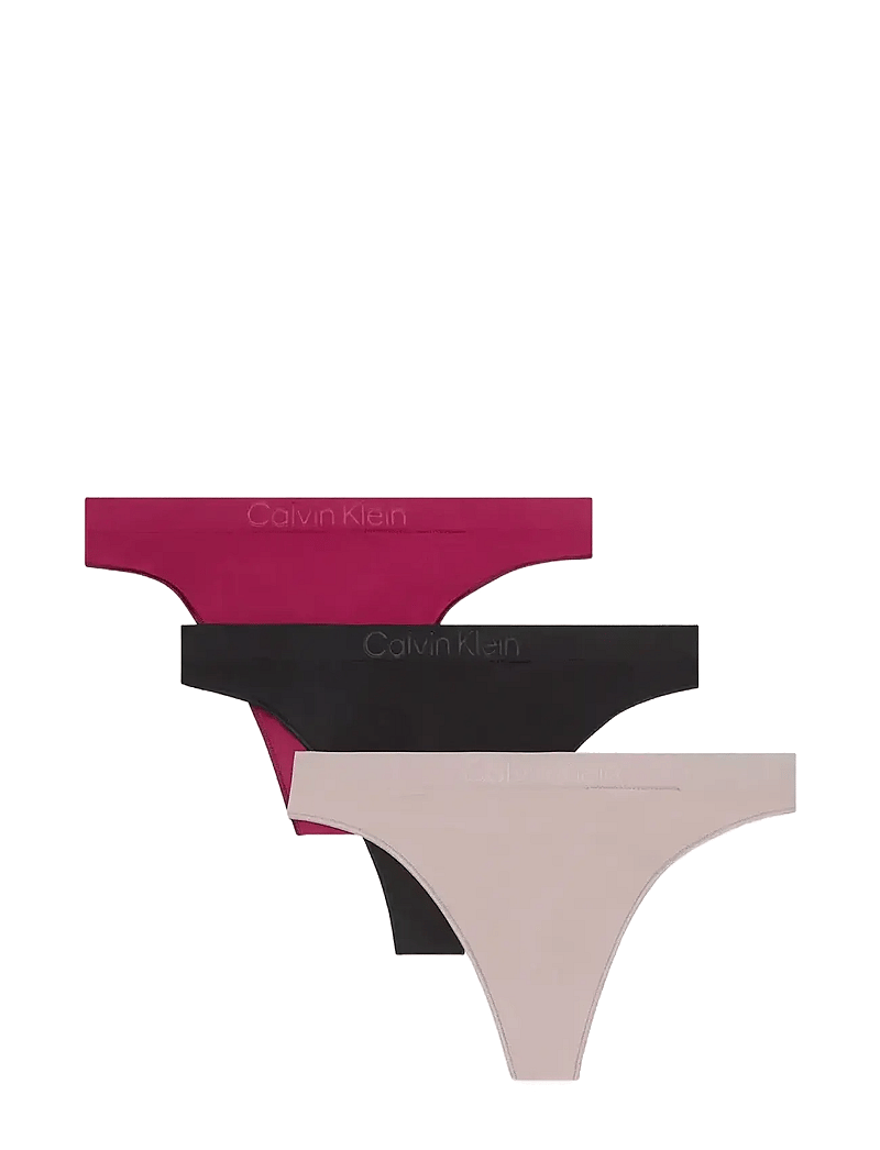Calvin Klein - THONG 3 PK - string - black/mink/beet red - 0