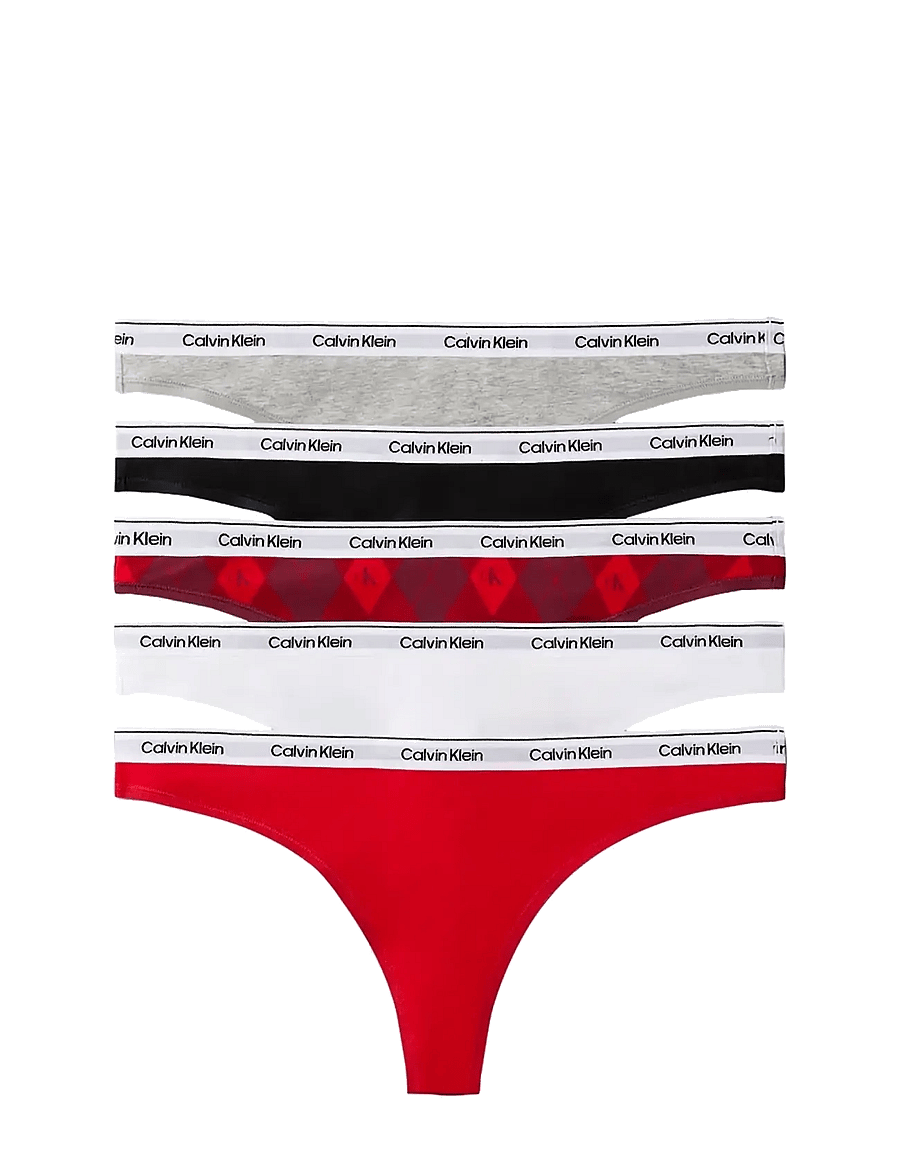 Calvin Klein - THONG 5 PK - stringtrusser - black grey heather argyle 25 establ - 1