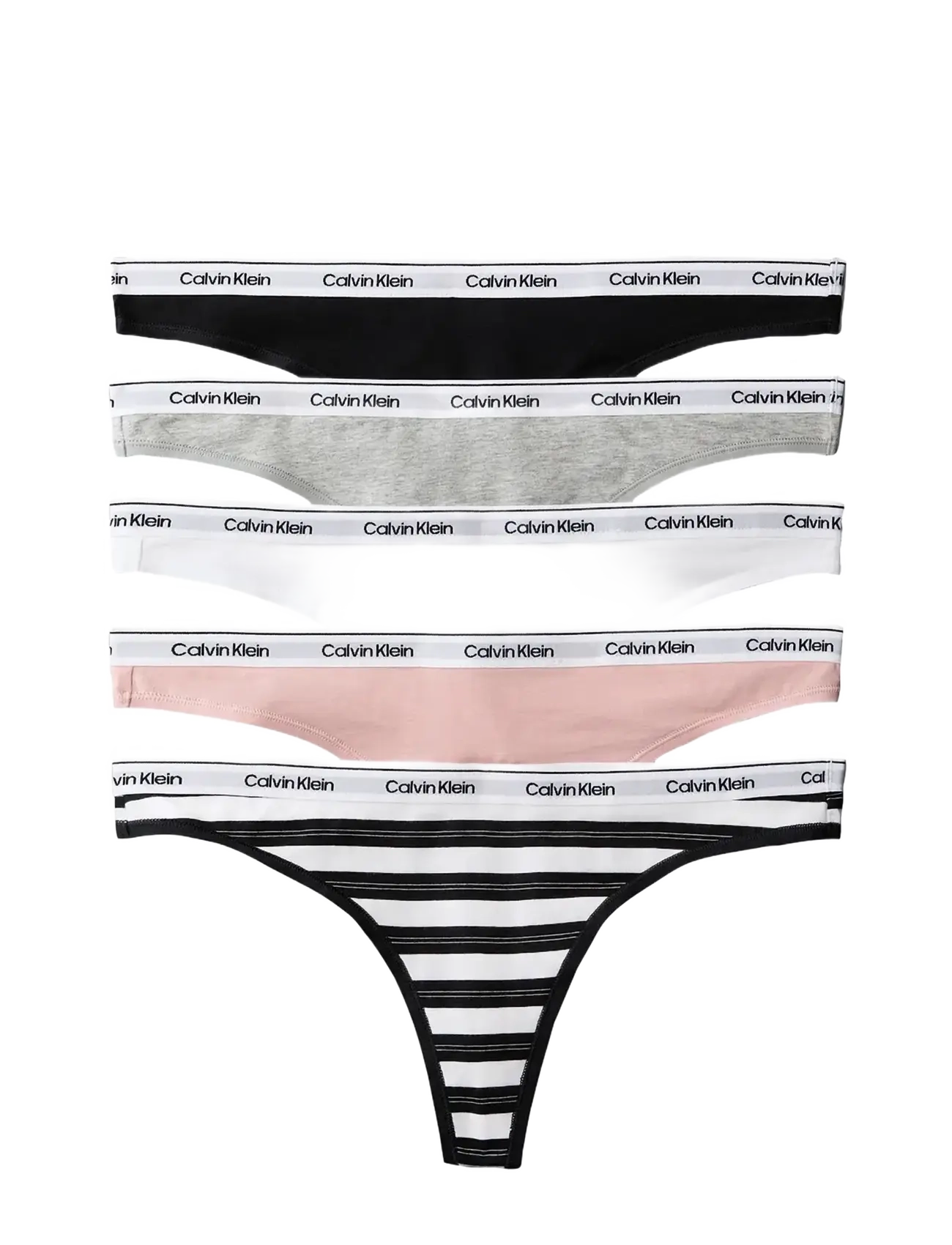 Calvin Klein THONG 5 PK - Aluspesu - BLACK CLASSIC WHITE TRIPLE STRIPE S / black