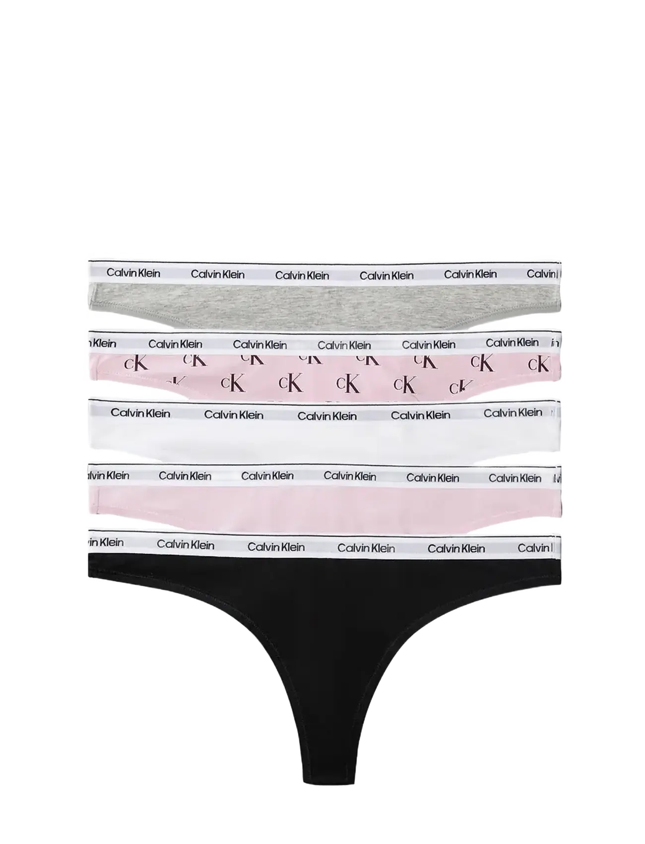 Calvin Klein THONG 5 PK - Trusser - BLACK GREY HEATHER HAWAII ORCHID CL / pink/rose