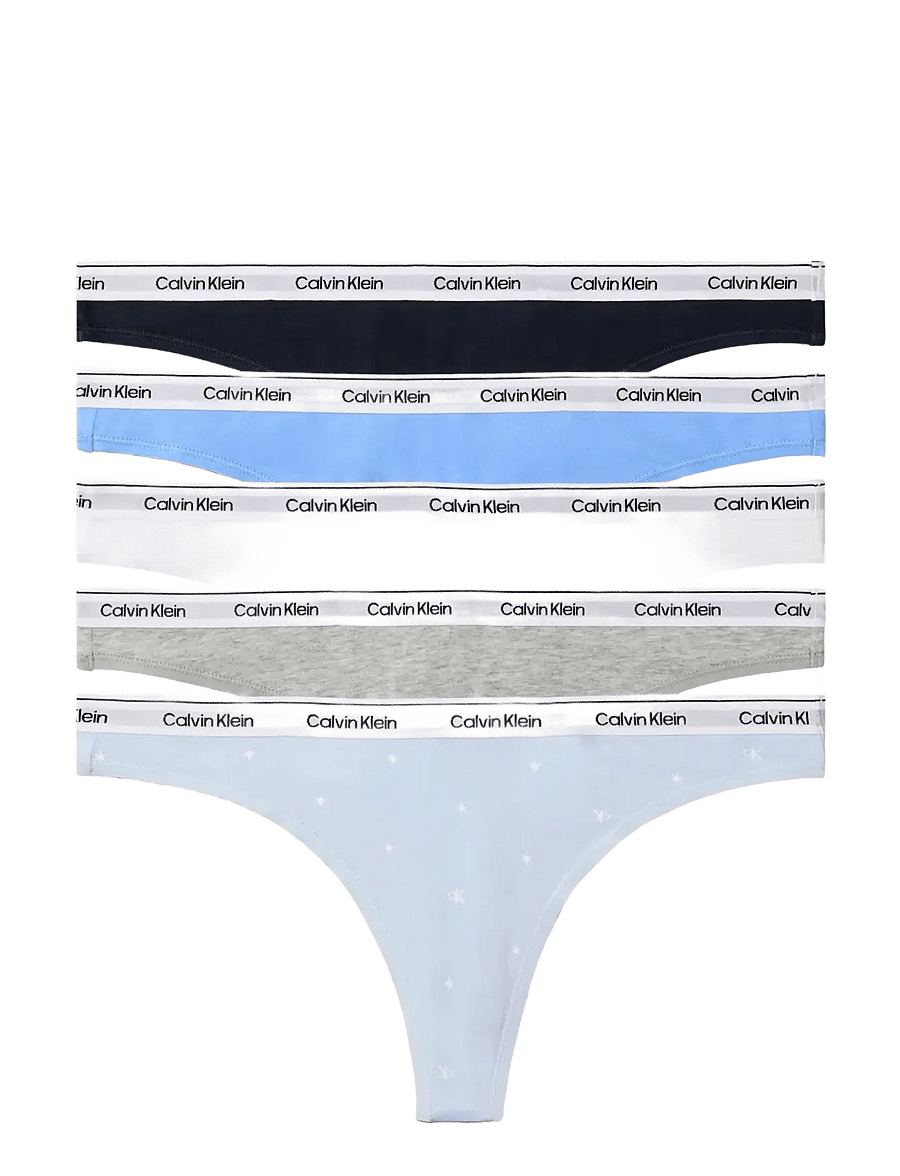 Calvin Klein - THONG 5 PK - stringtrusser - shoreline blue descent white gre - 1