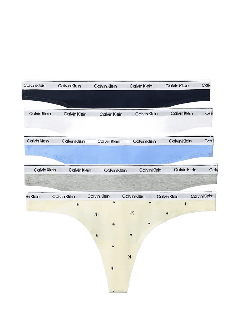 Calvin Klein - THONG 5 PK - stringid - shoreline blue descent grey heath - 1