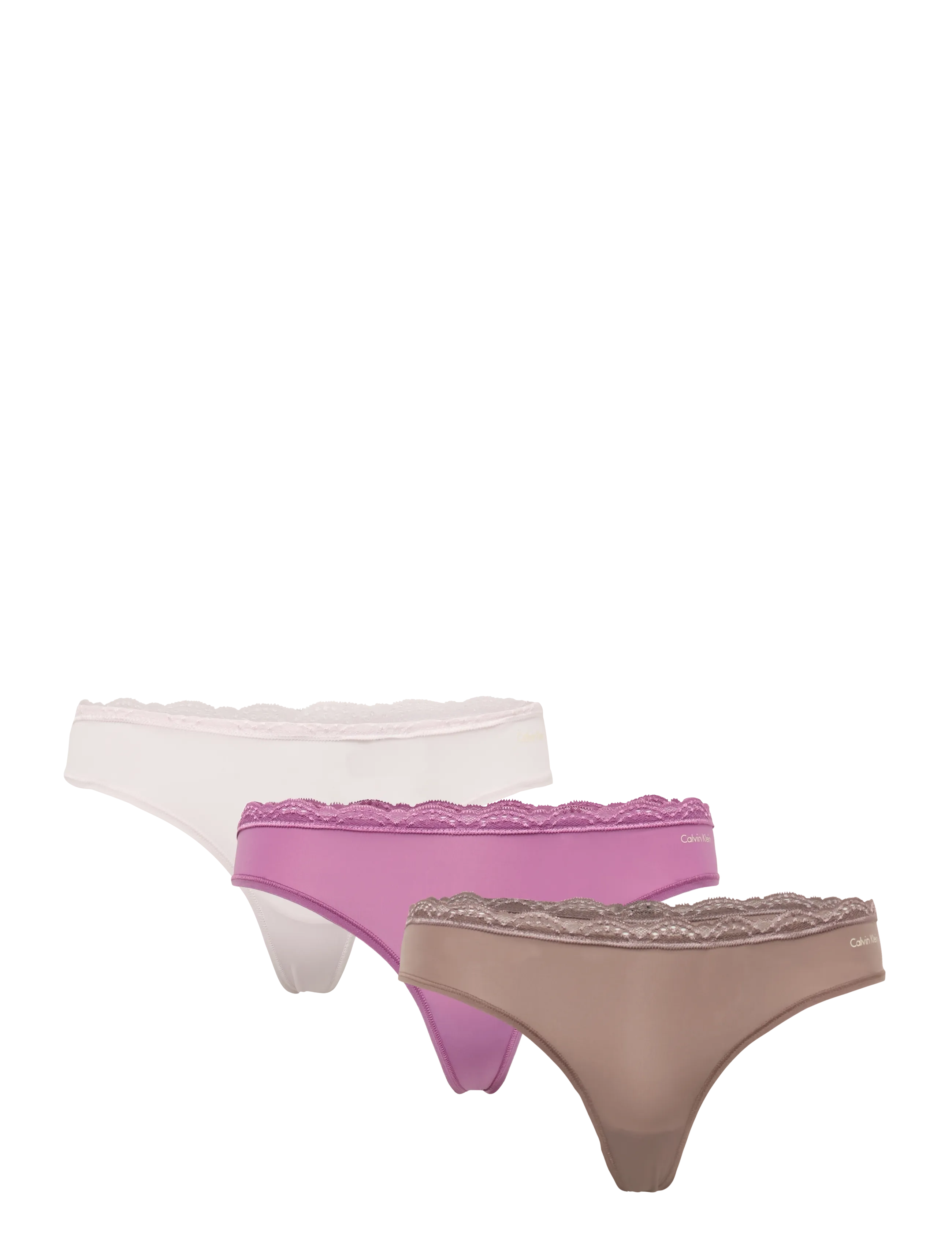 Calvin Klein THONG 3PK - Stringtrusser - IRON  CRYSTAL BLUSH  DUSTY ORCHID / beige