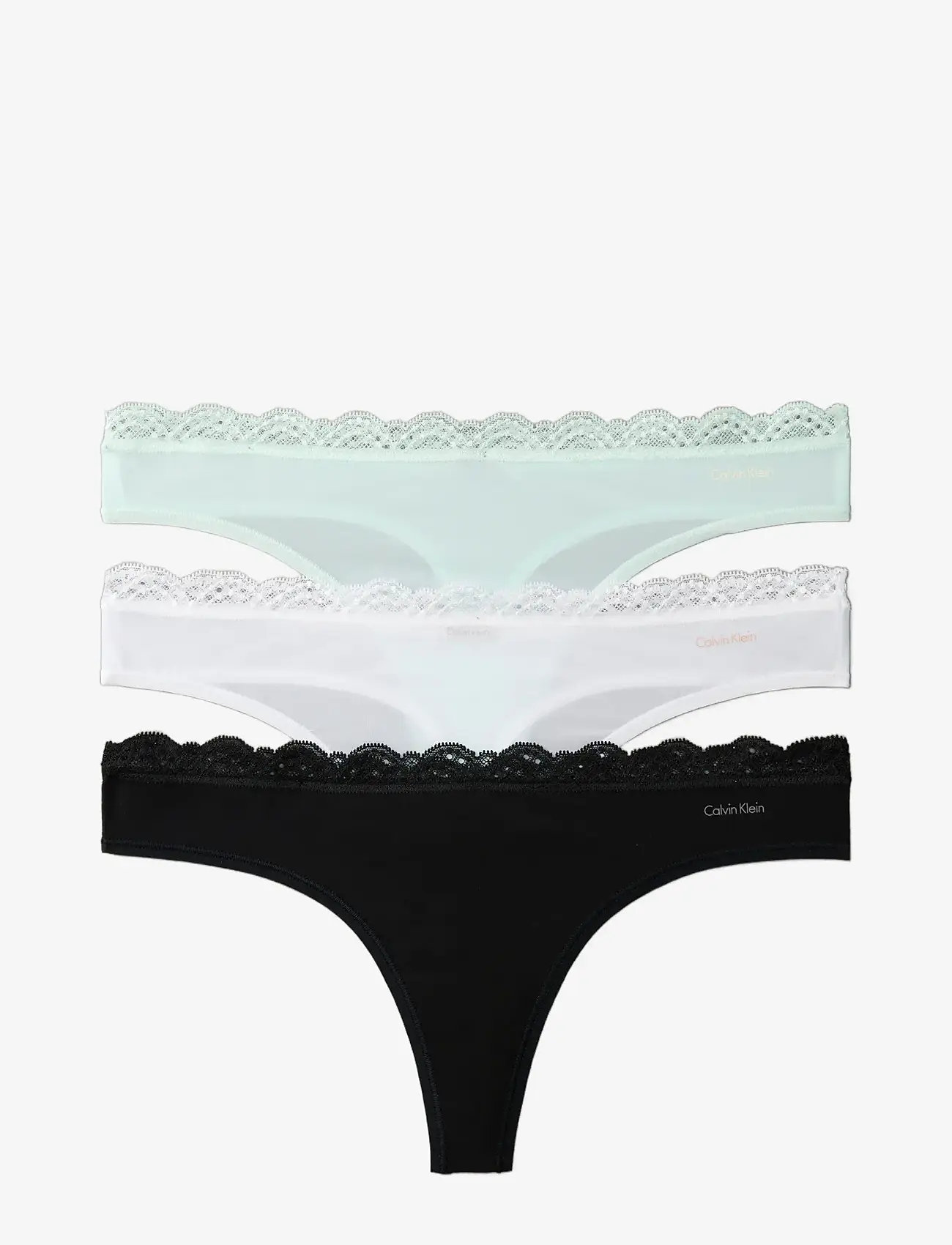 Calvin Klein - THONG 3PK - stringtrusser - black/white/moonlight jade - 1