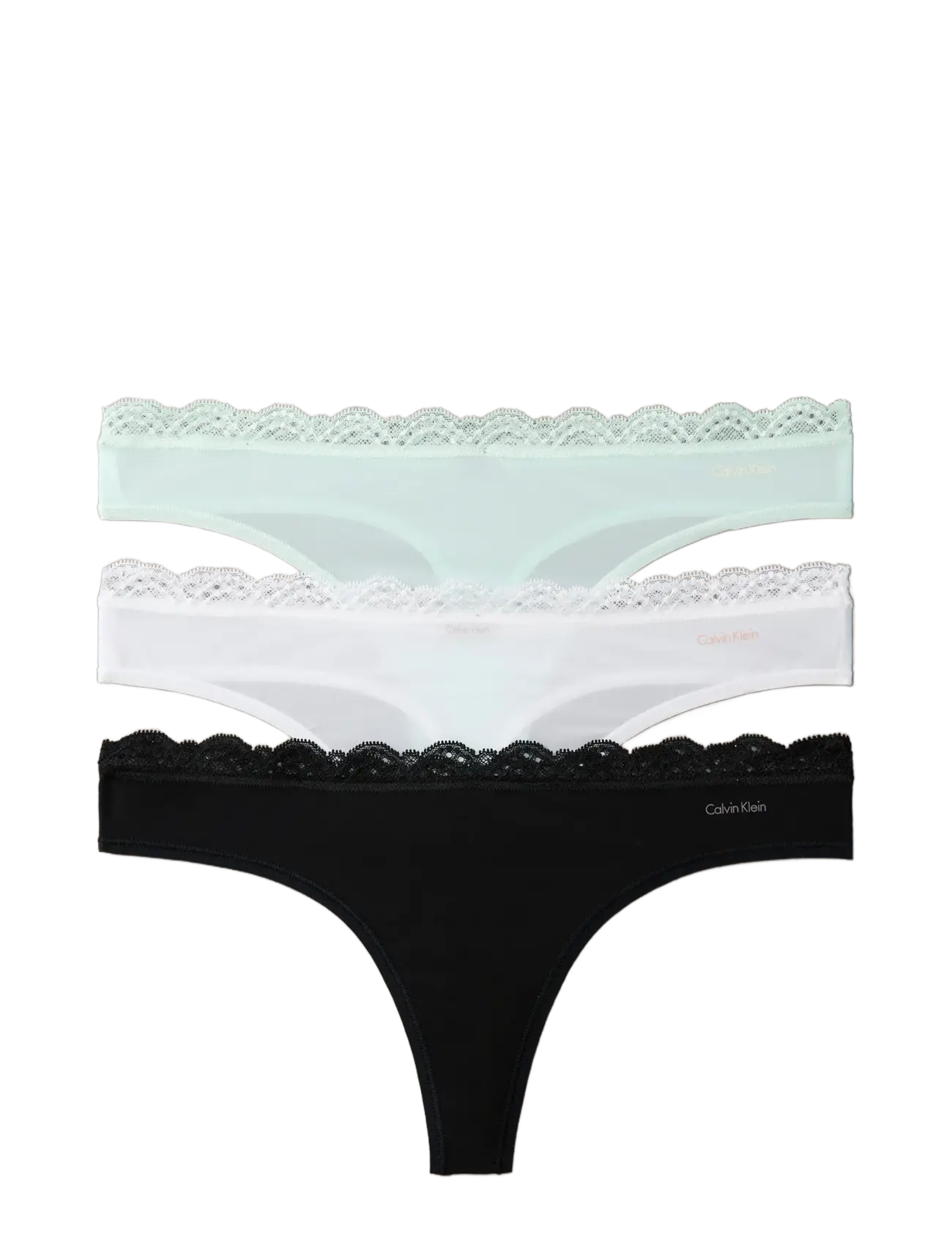 Calvin Klein THONG 3PK - String - BLACK/WHITE/MOONLIGHT JADE / black