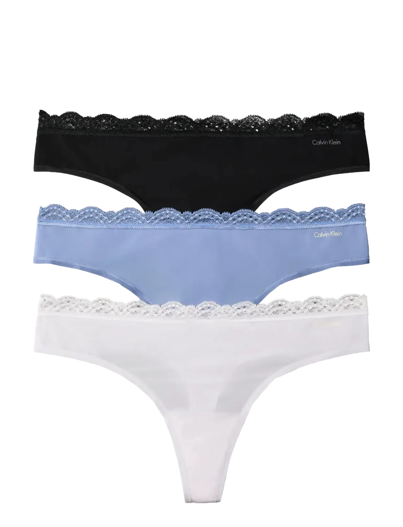 Calvin Klein THONG 3PK - Unterwäsche - BLACK BLUE TULIP FROSTY LILAC / multi