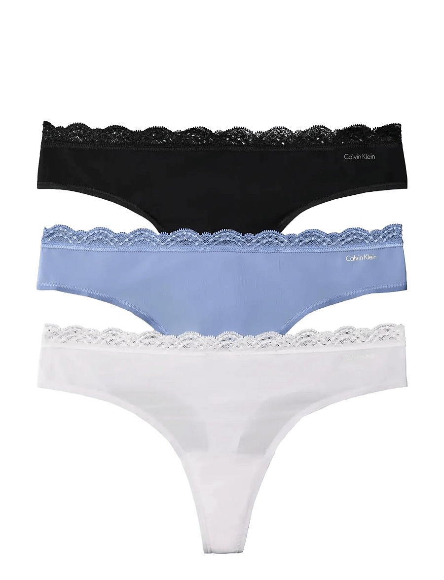 Calvin Klein - THONG 3PK - tangas - black blue tulip frosty lilac - 1