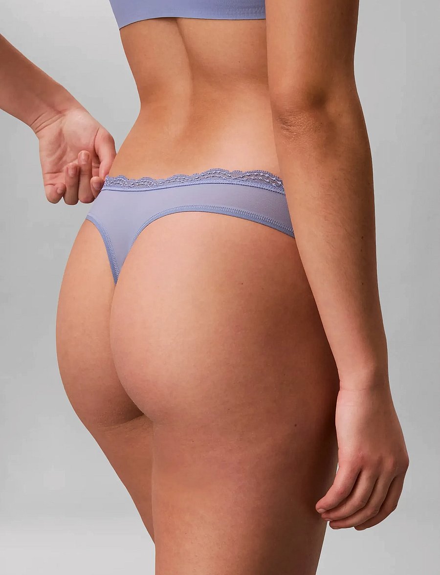 Calvin Klein - THONG 3PK - tangas - black blue tulip frosty lilac - 2