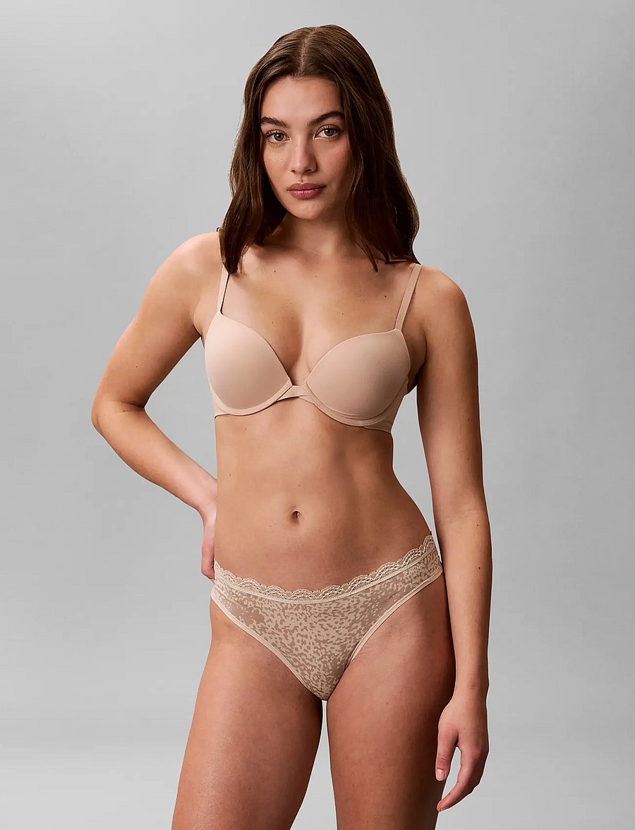 Calvin Klein - THONG 3PK - stringtrusser - black cedar animal wave oxford tan - 0