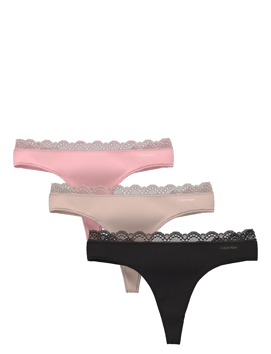Calvin Klein - THONG 3PK - stringtrusser - black cedar attract - 0