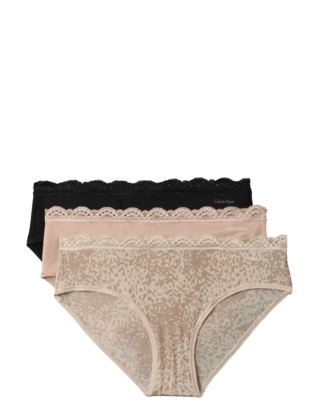 Calvin Klein HIPSTER 3PK - Hipster & Boyshorts - BLACK CEDAR ANIMAL WAVE OXFORD TAN / beige