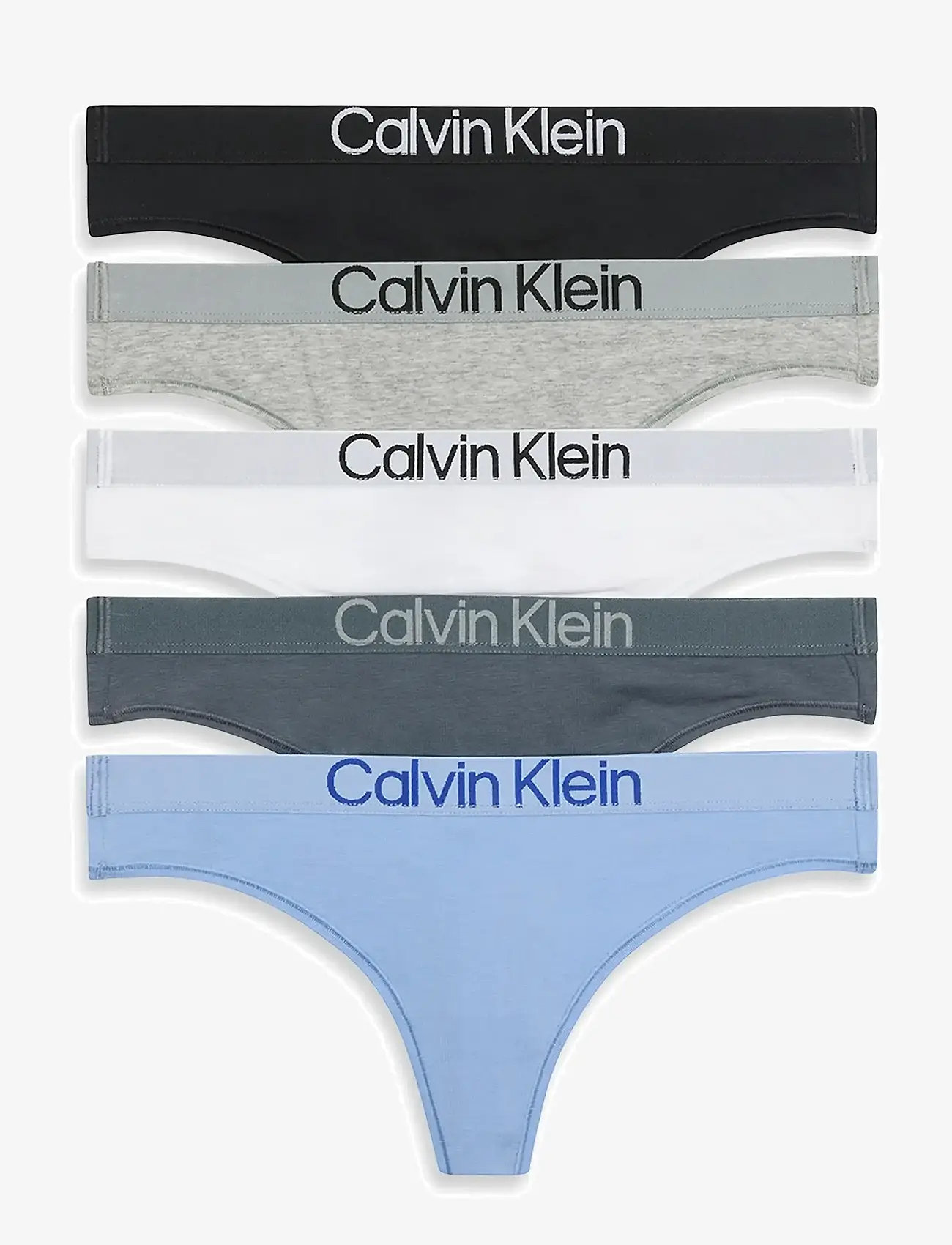 Calvin Klein - THONG 5PK - thongs - black white grey heather frozen fio - 1