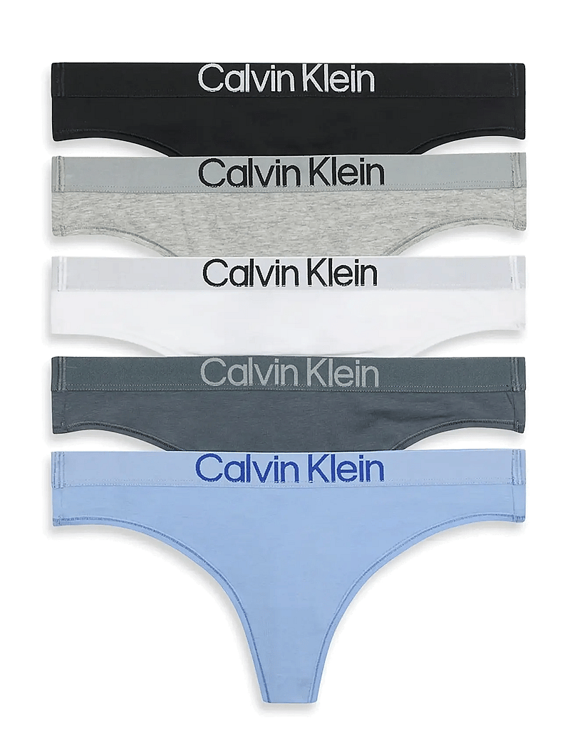 Calvin Klein - THONG 5PK - thongs - black white grey heather frozen fio - 1