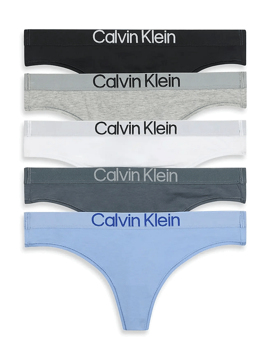 Calvin Klein - THONG 5PK - stringtrosor - black white grey heather frozen fio - 1