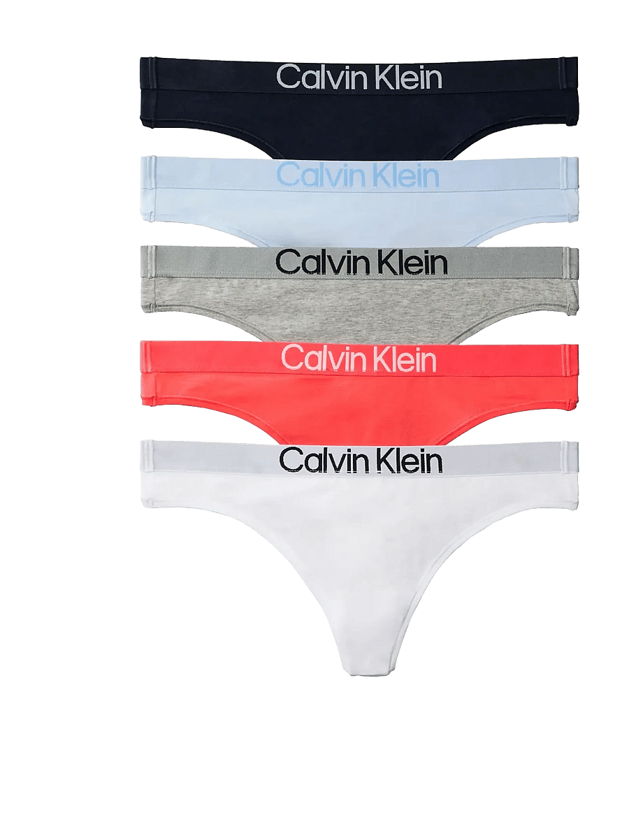 Calvin Klein - THONG 5PK - stringid - shoreline breezy blue grey htr c - 1