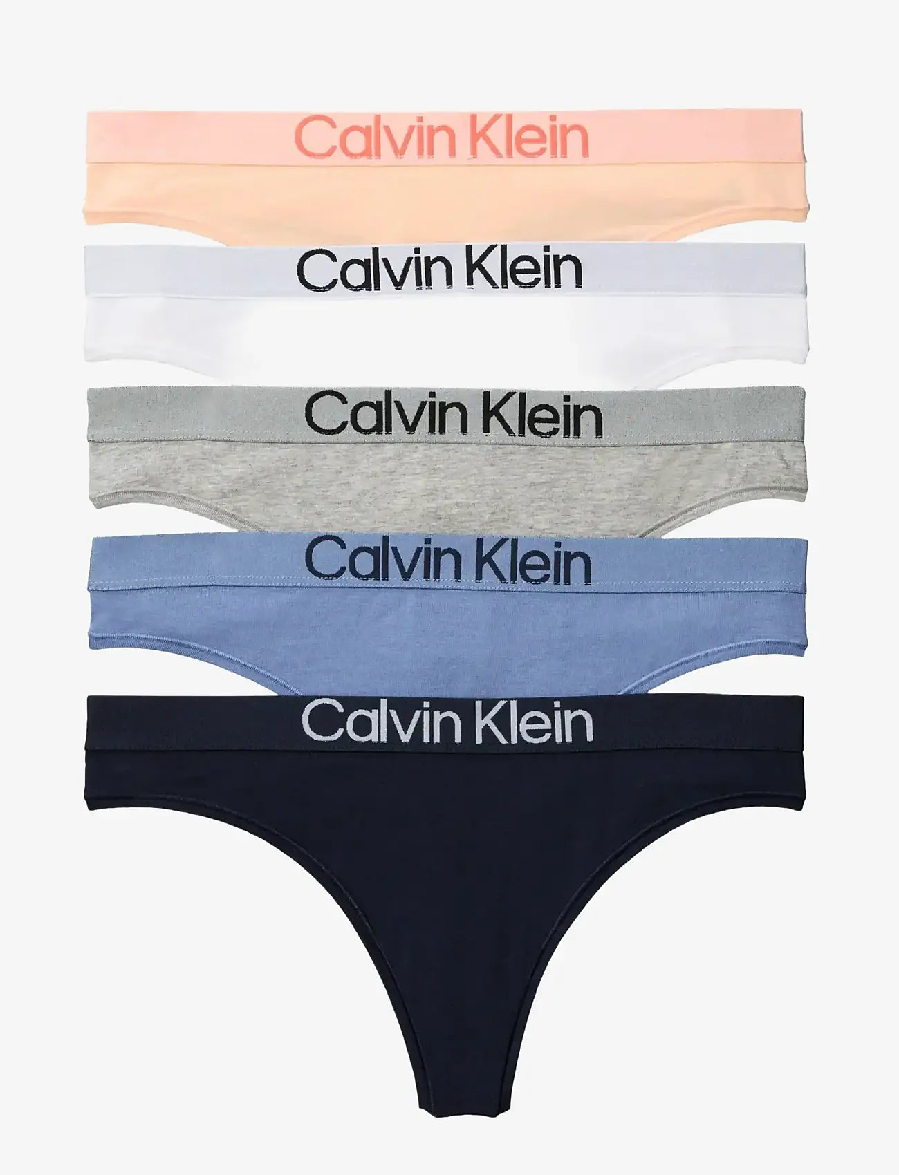 Calvin Klein - THONG 5PK - thongs - shoreline  white  grey htr  blue tu - 1