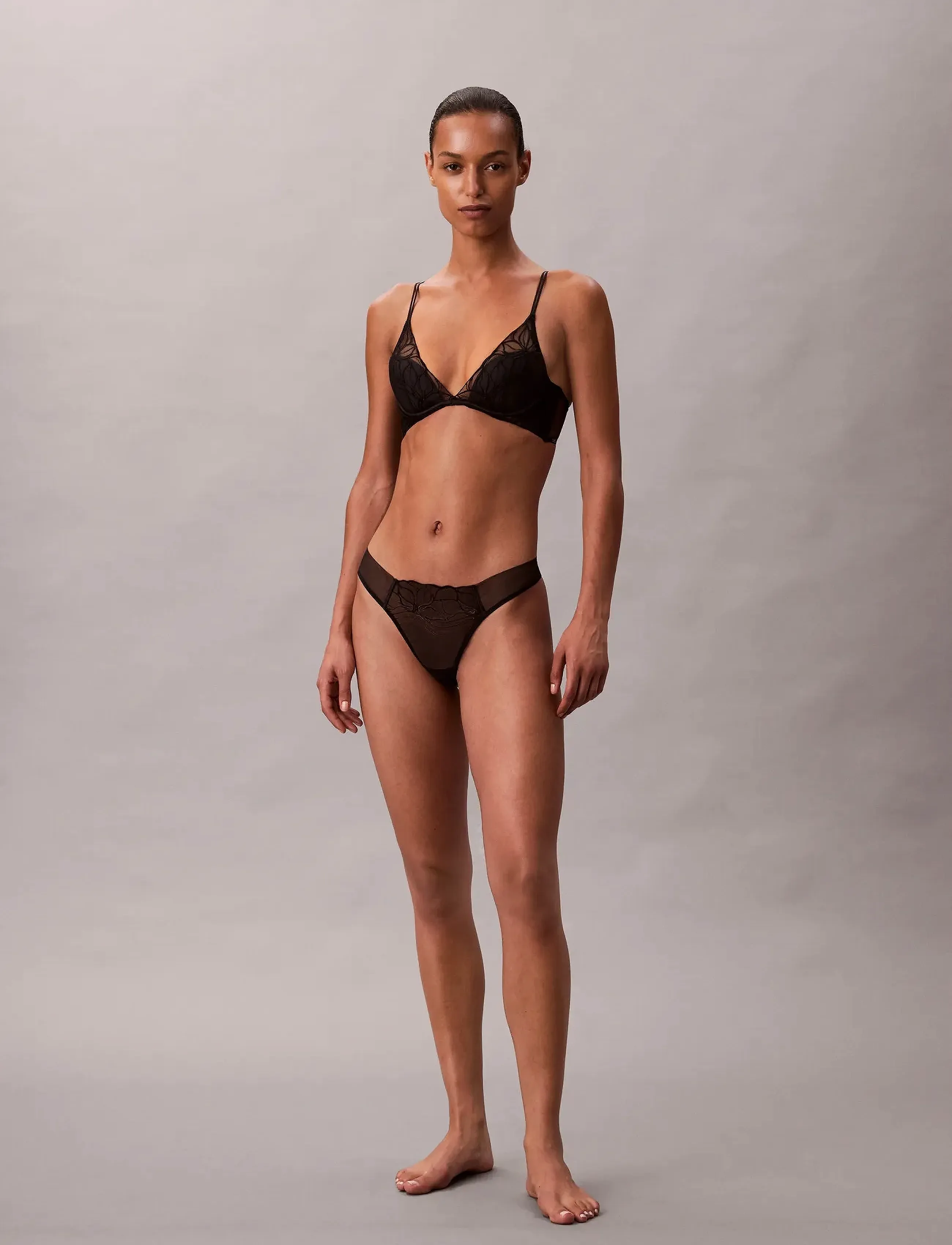 Calvin Klein Lightly Lined Plunge, Kvinder, Plunge Bh, Sort, Str: 75 D