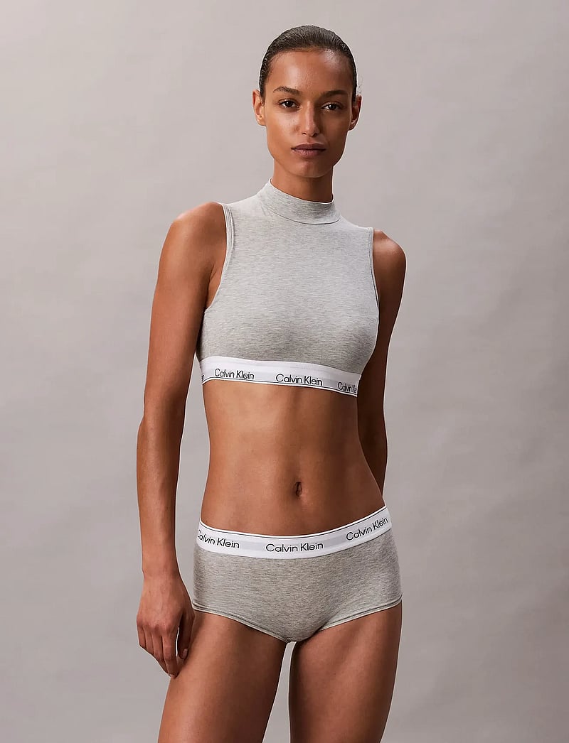 Calvin Klein - LIGHTLY LINED MOCKNECK BRALETTE - tank top rinnahoidjad - grey heather - 0