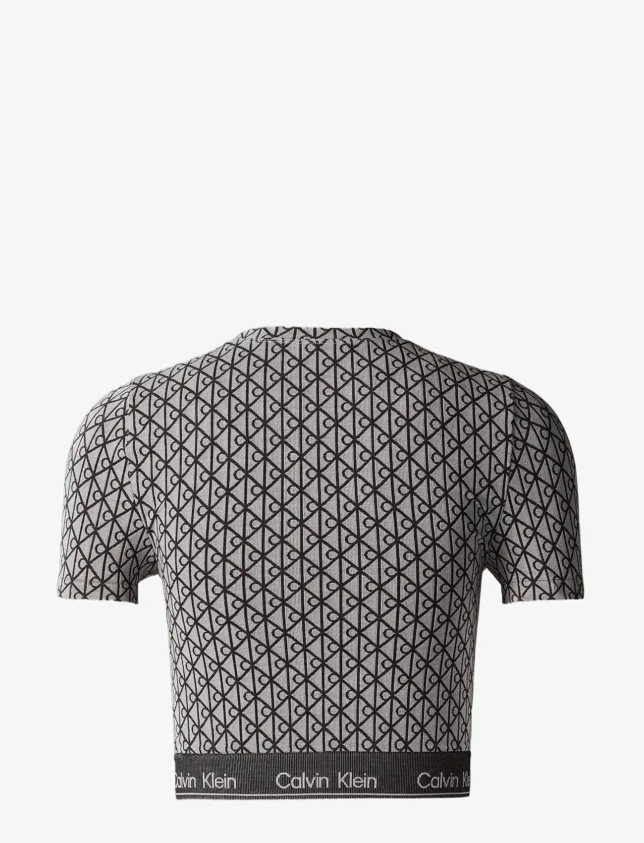 Calvin Klein - SHORT SLEEVE TOP - trumpos palaidinukės - seamless emblem pale liquid grey - 1