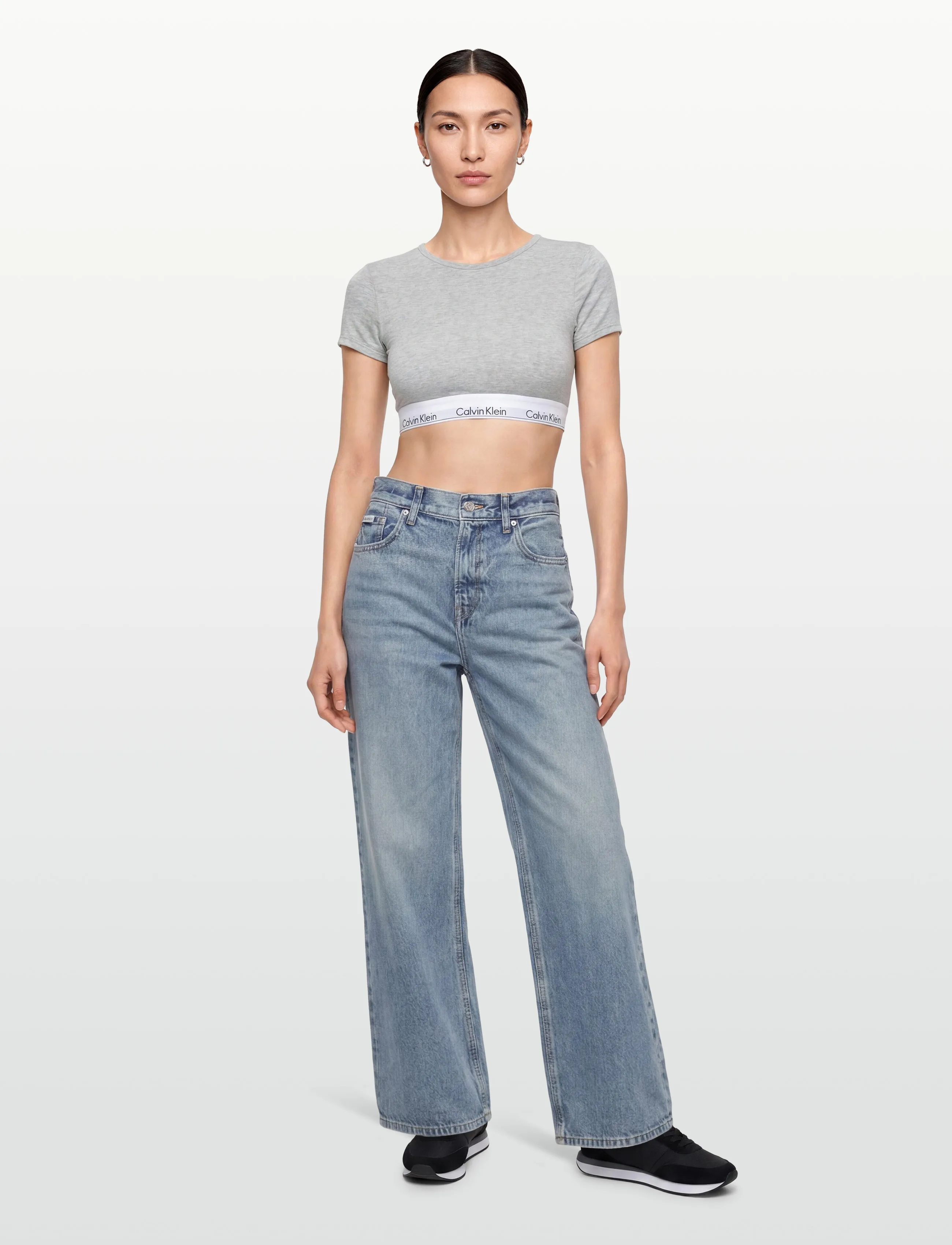 Calvin Klein T-Shirt Bralette, Kvinder, T-Shirt Bralette, Grå, Str: L