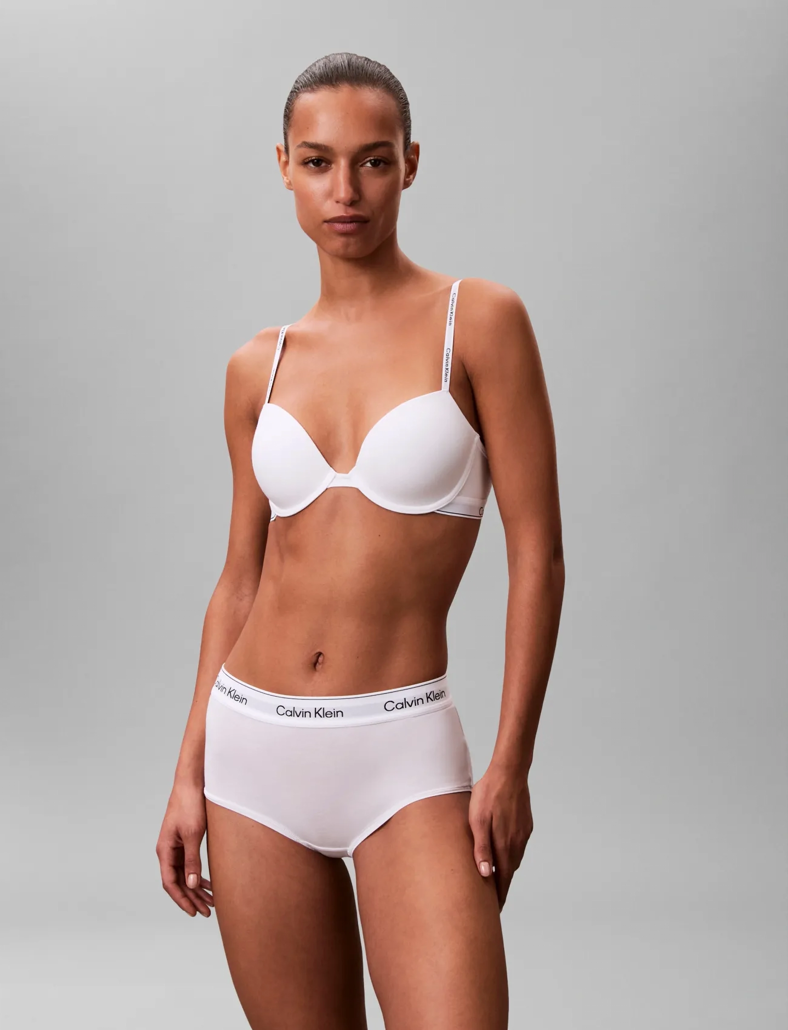 Calvin Klein - LIGHTLY LINED DEMI - plunge bh:ar - white - 3