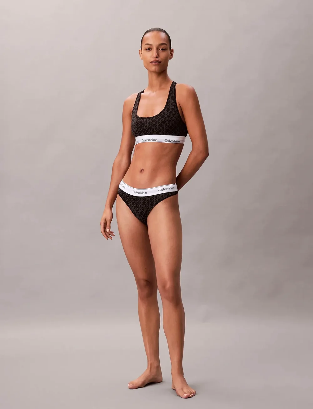 Calvin Klein - THONG - thongs - seamless emblem+black/ashford gray - 2