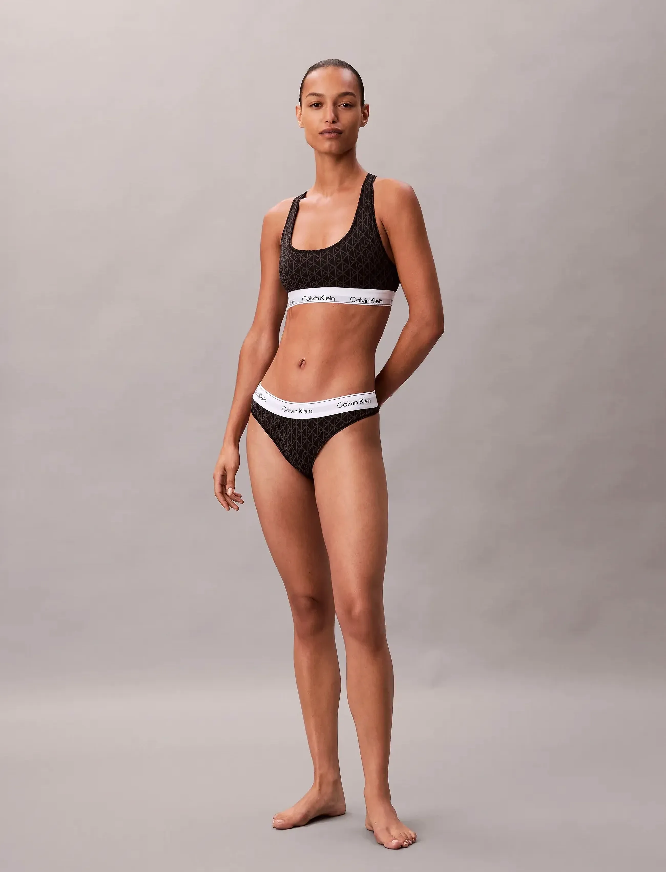 Calvin Klein - THONG - tangas - seamless emblem+black ashford gray - 2