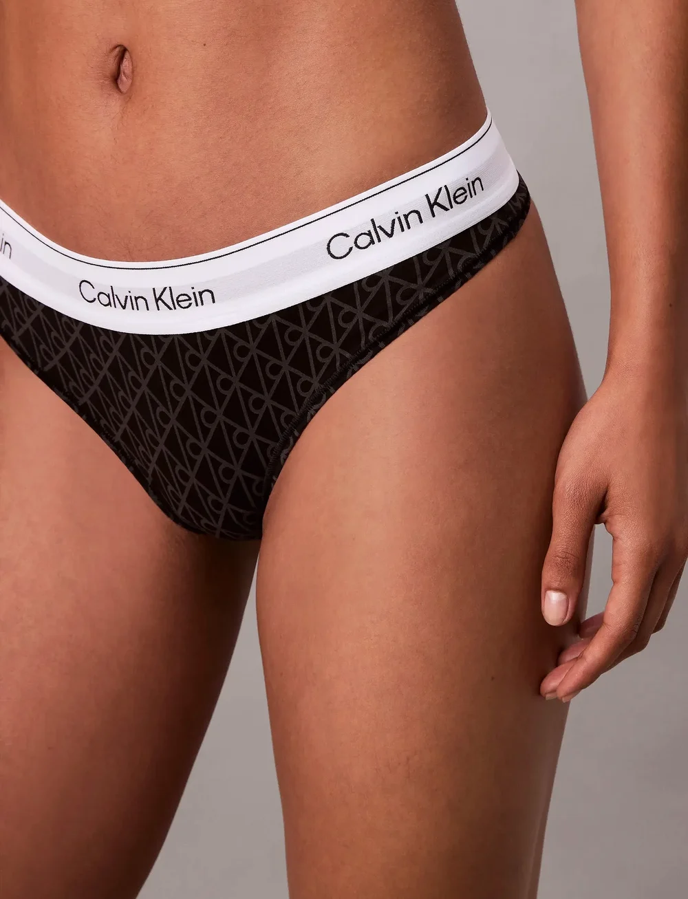 Calvin Klein - THONG - thongs - seamless emblem+black/ashford gray - 3