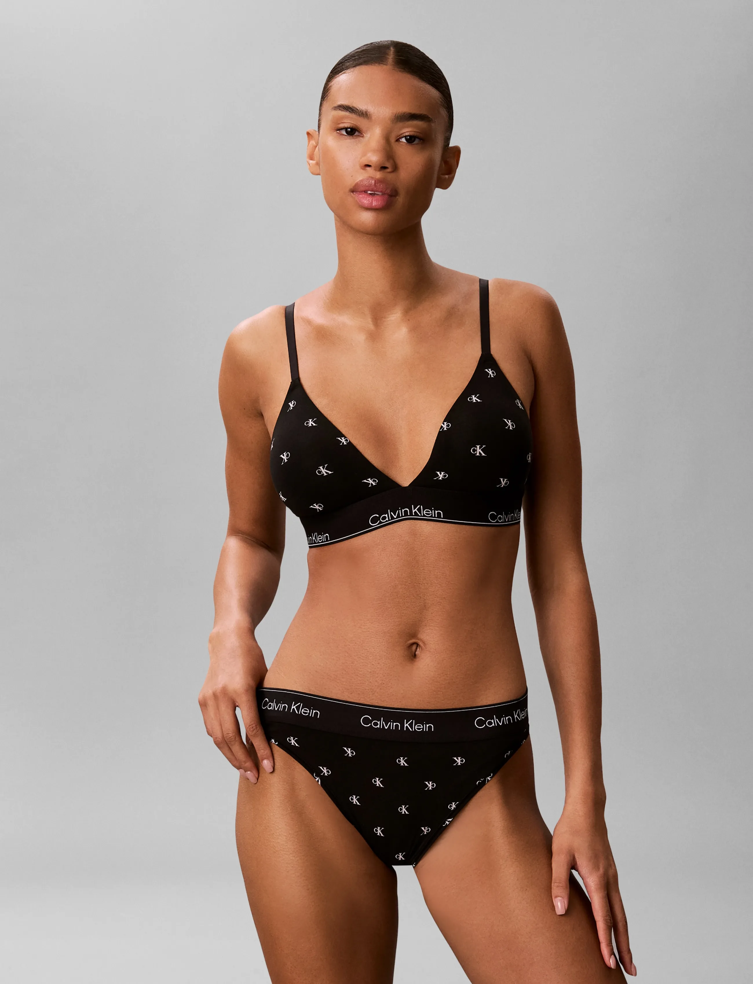 Calvin Klein - HIGH LEG TANGA - midi & maxi trosor - diamond logo black - 4