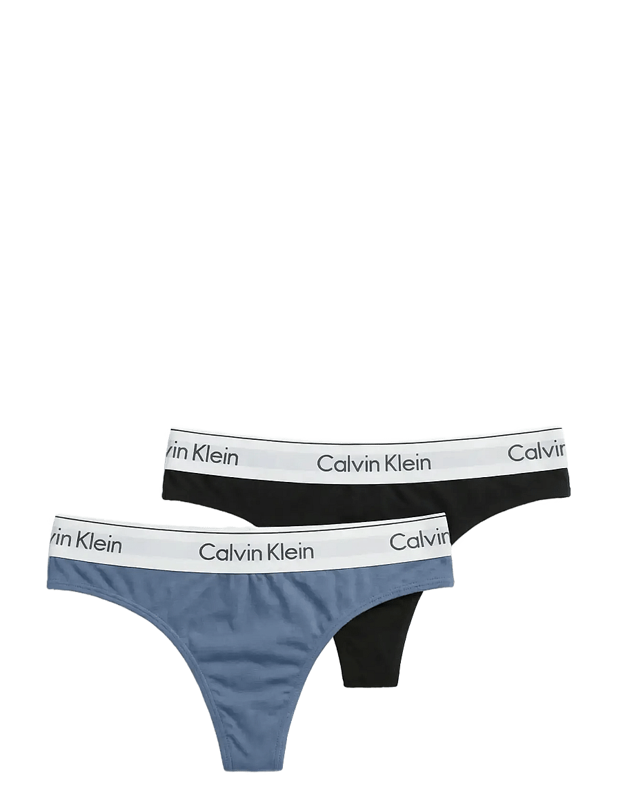 Calvin Klein - THONG 2PK - stringtrosor - black blue tulip - 1