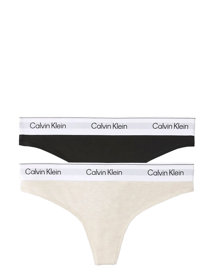 Calvin Klein - THONG 2PK - stringid - black oatmeal heather - 1