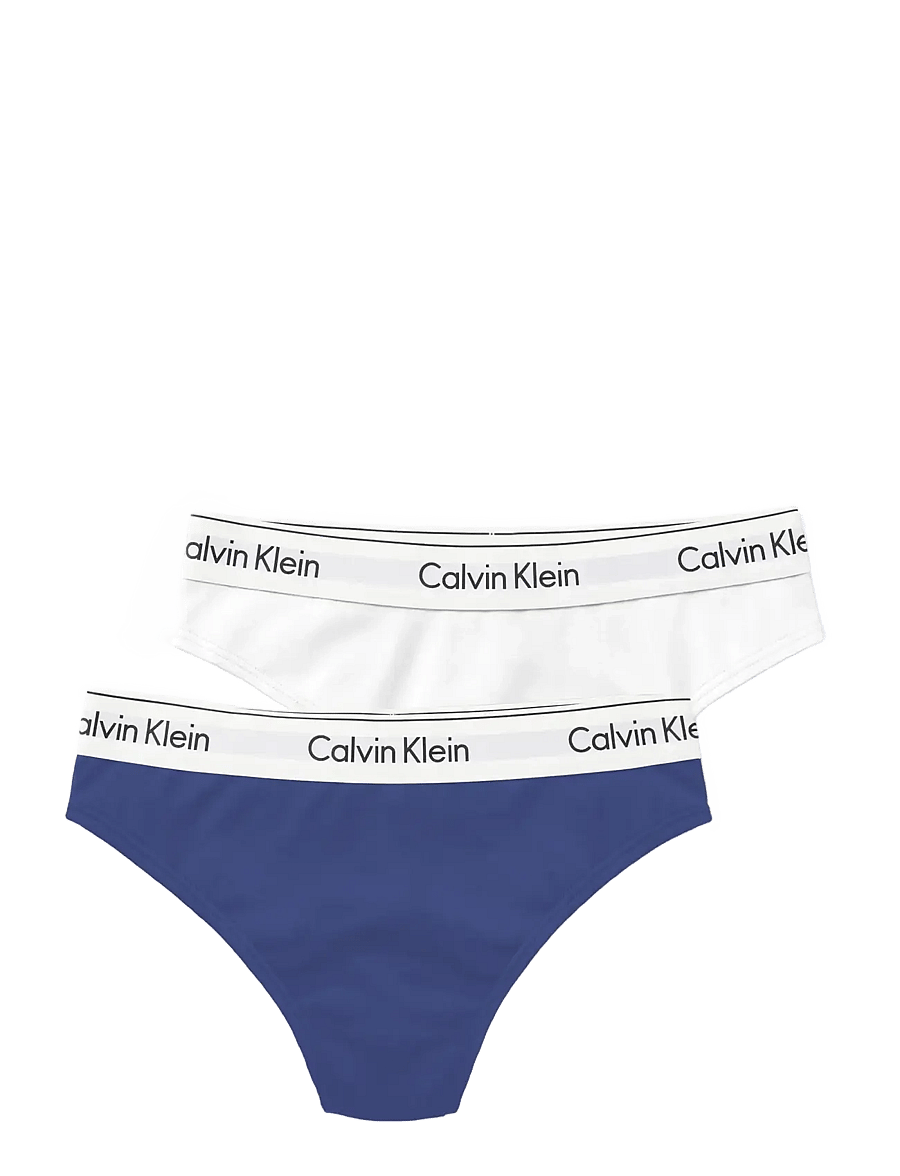 Calvin Klein - THONG 2PK - thongs - white blue river fog - 1