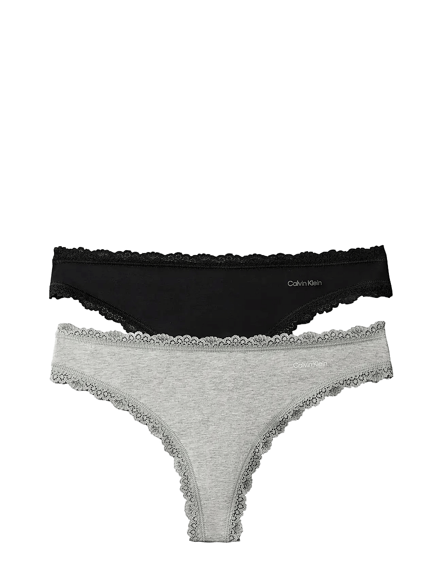 Calvin Klein - THONG 2PK - tangas - black grey heather - 1