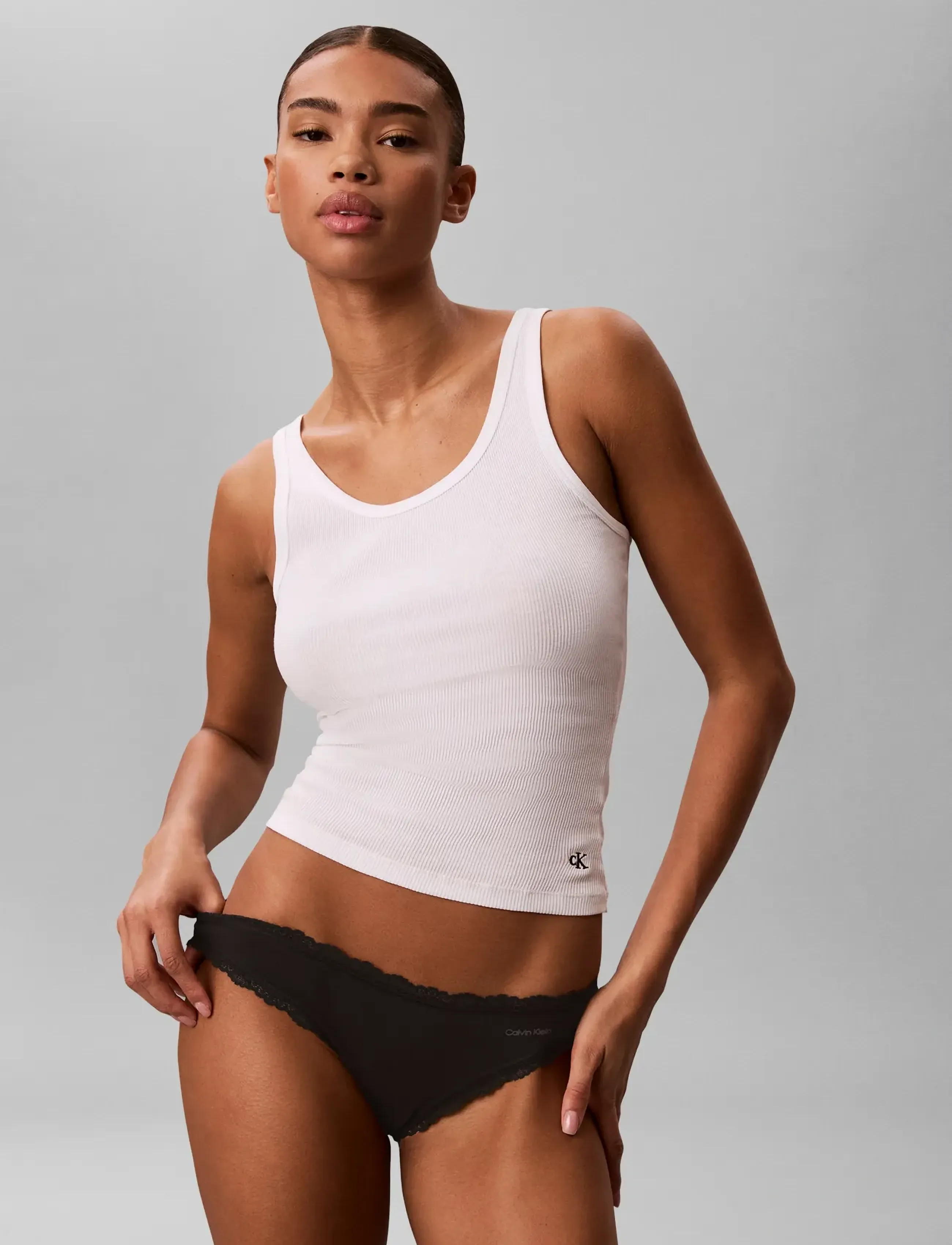 Calvin Klein THONG 2PK - Unterwäsche - BLACK  GREY HEATHER / black