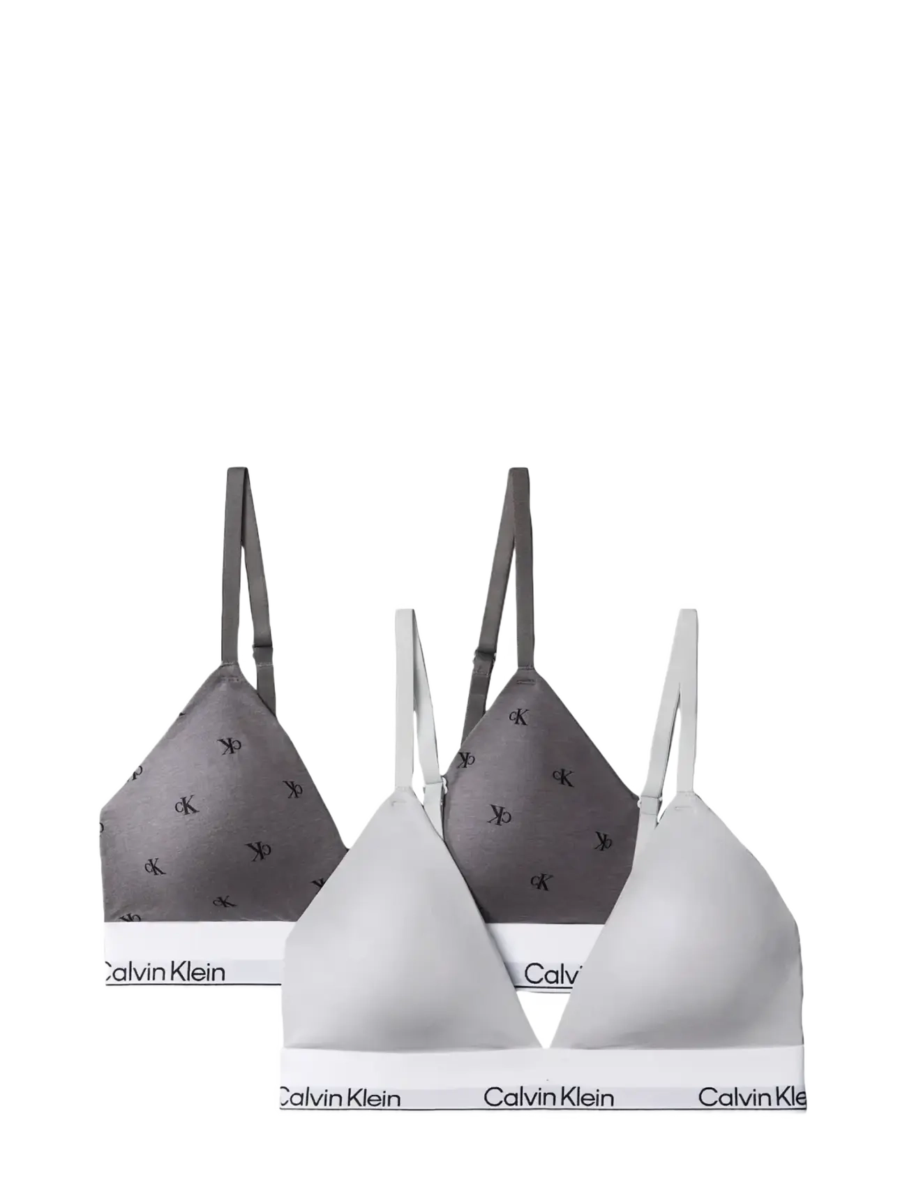 Calvin Klein LIGHTLY LINED TRIANGLE 2PK - Tugikaarteta rinnahoidjad - DIAMOND LOGO TORNADO HARBOR MIST / grey