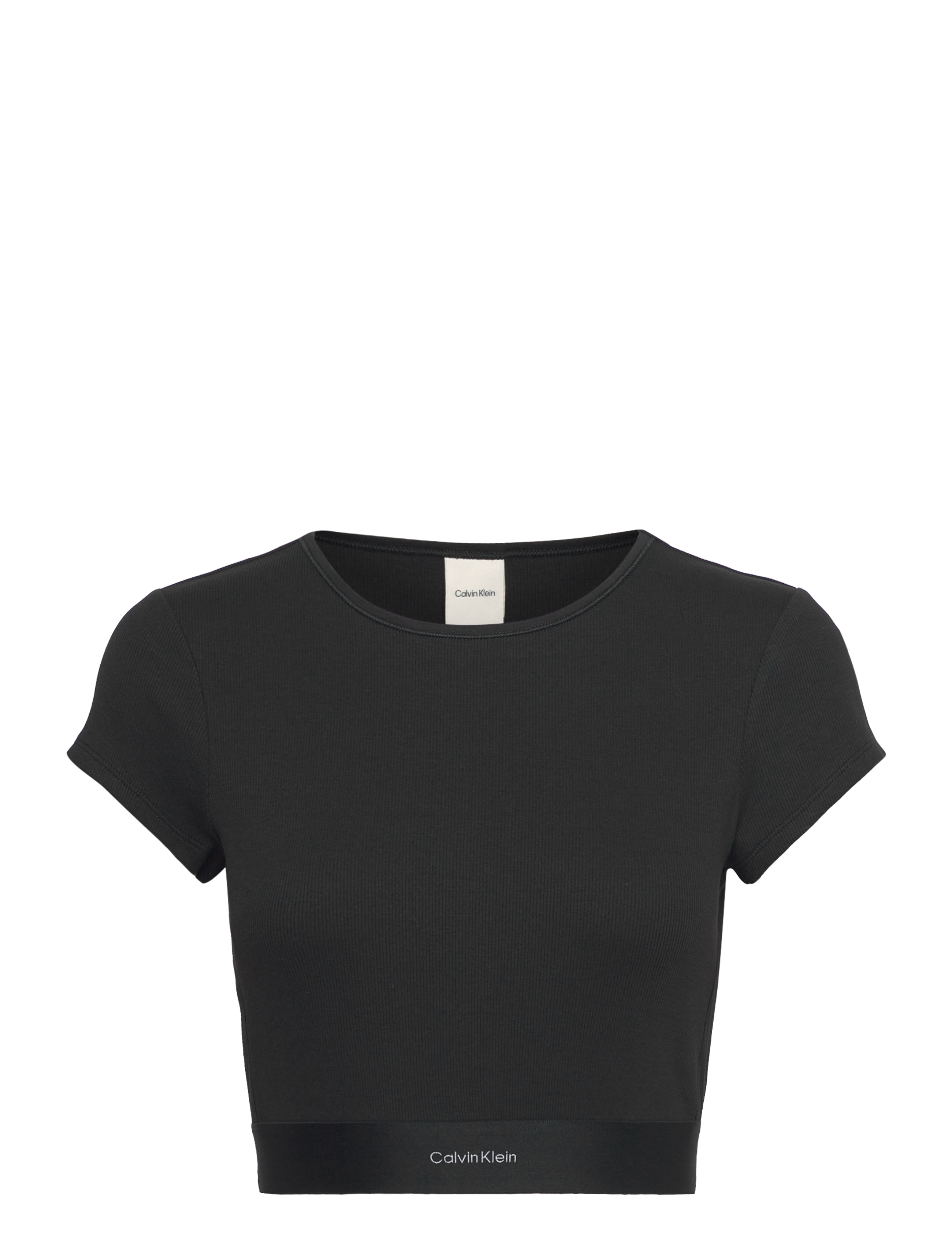 CALVIN KLEIN Rib Crop Tee Schwarz - L - Damen