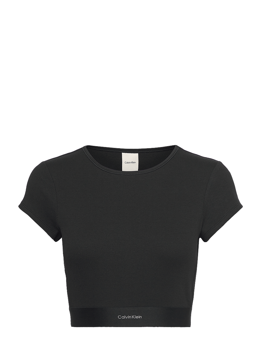 Calvin Klein - RIB CROP TEE - crop tops - black - 1