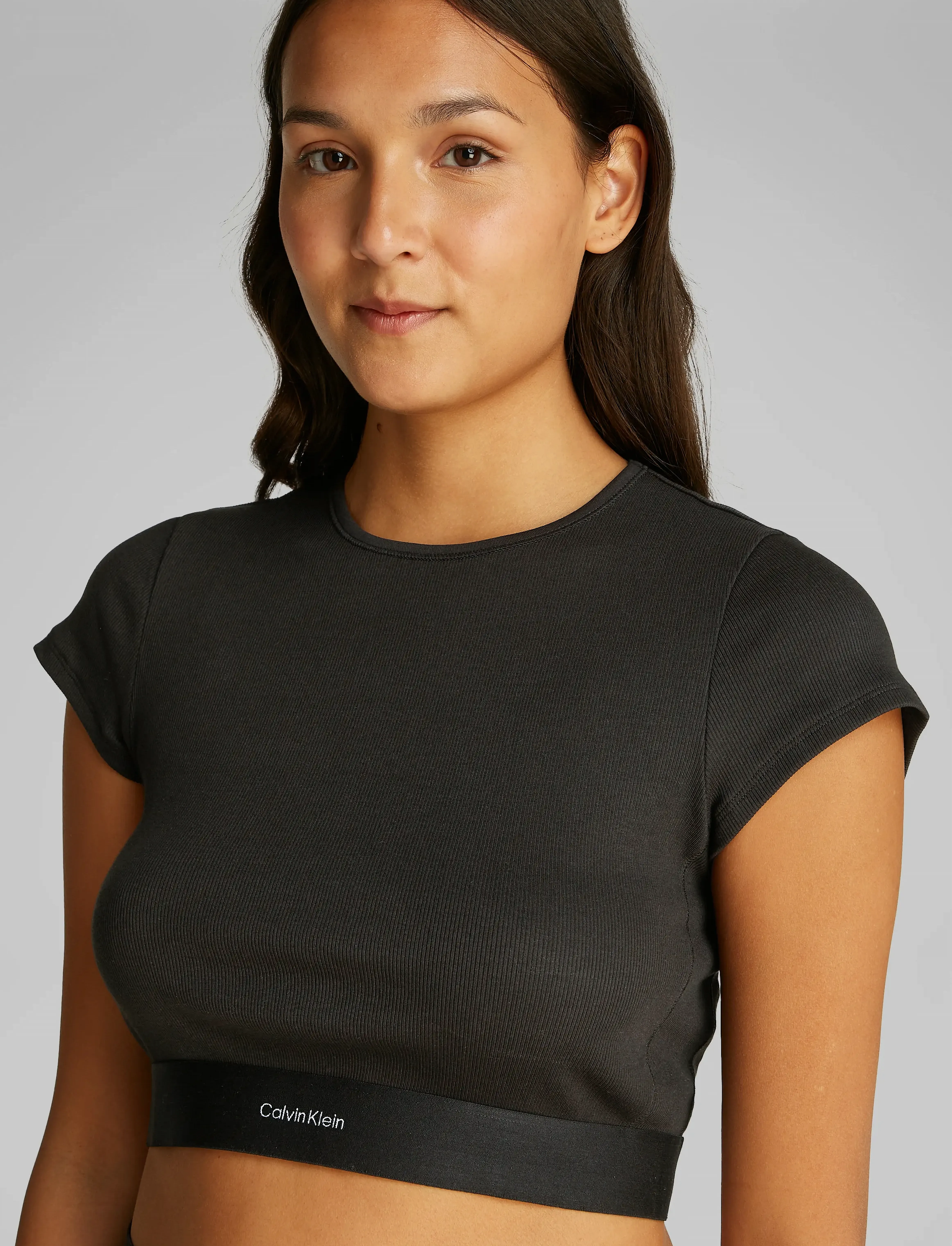 Calvin Klein - RIB CROP TEE - crop tops - black - 5