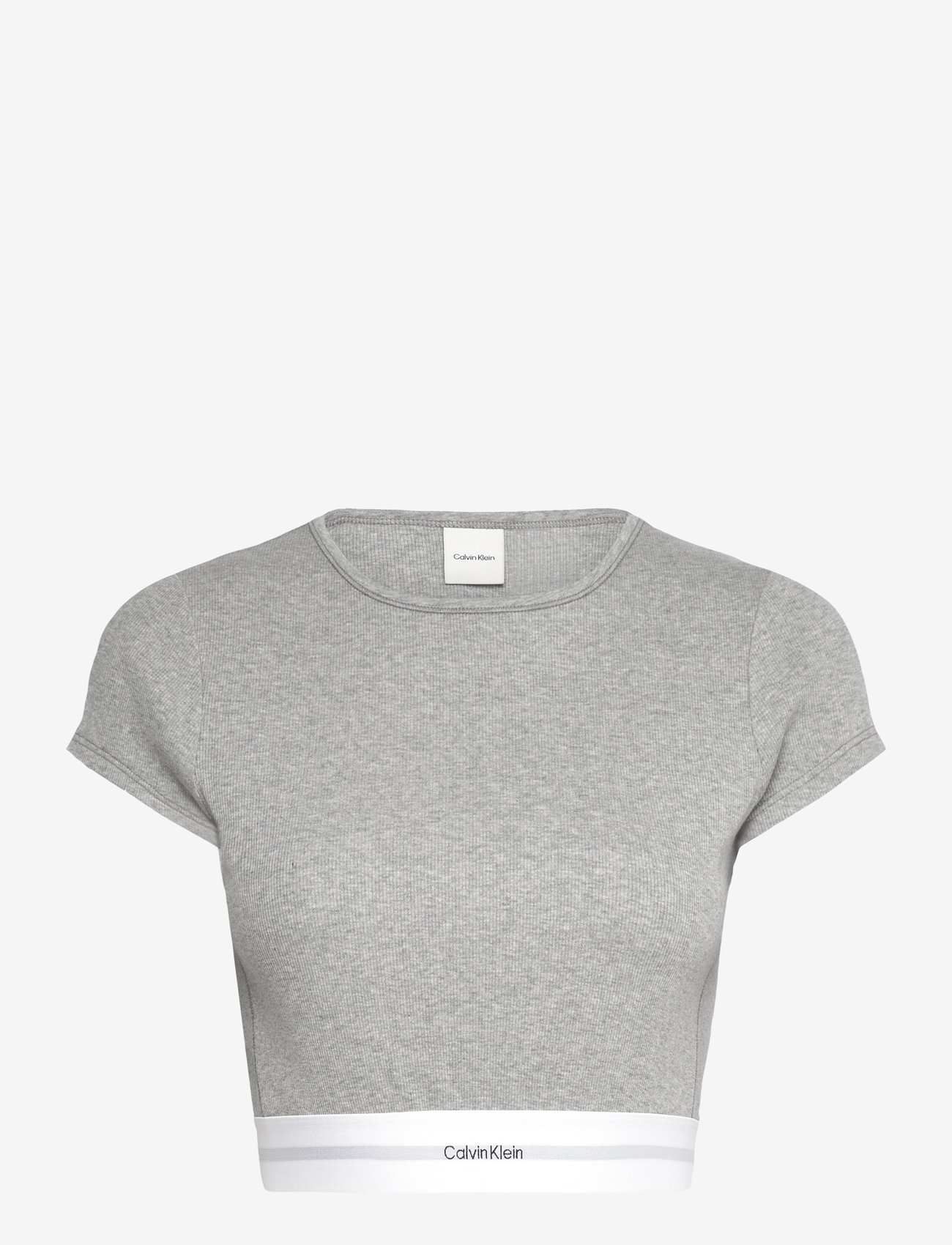 Calvin Klein - RIB CROP TEE - crop tops - grey heather - 1