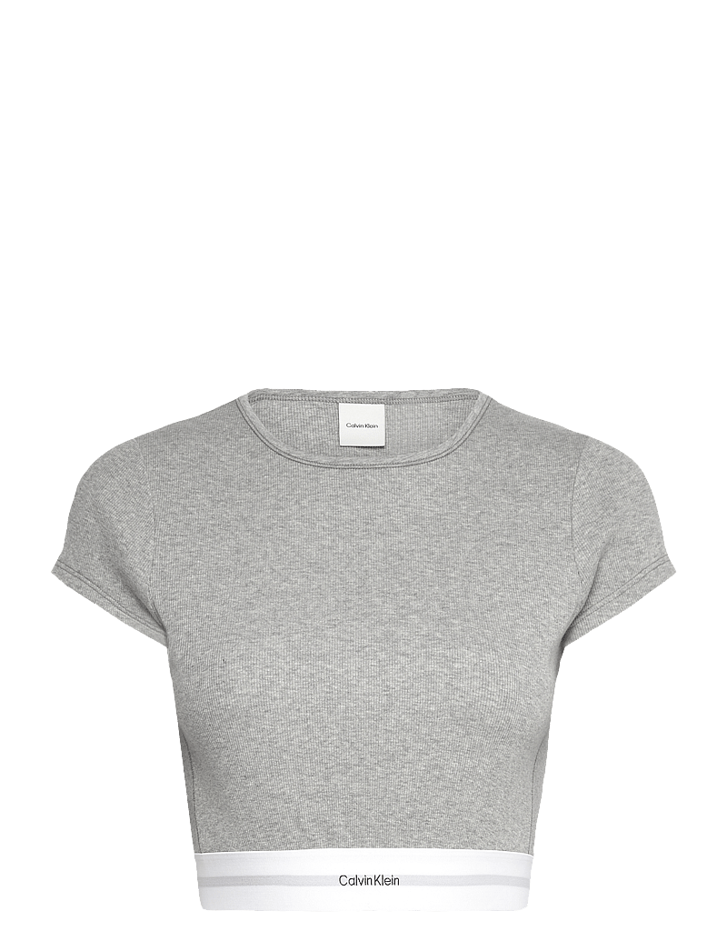 Calvin Klein - RIB CROP TEE - crop tops - grey heather - 1