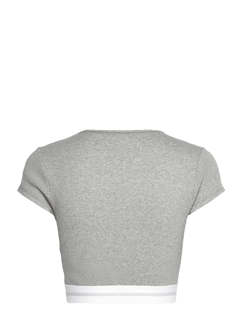 Calvin Klein - RIB CROP TEE - crop tops - grey heather - 2