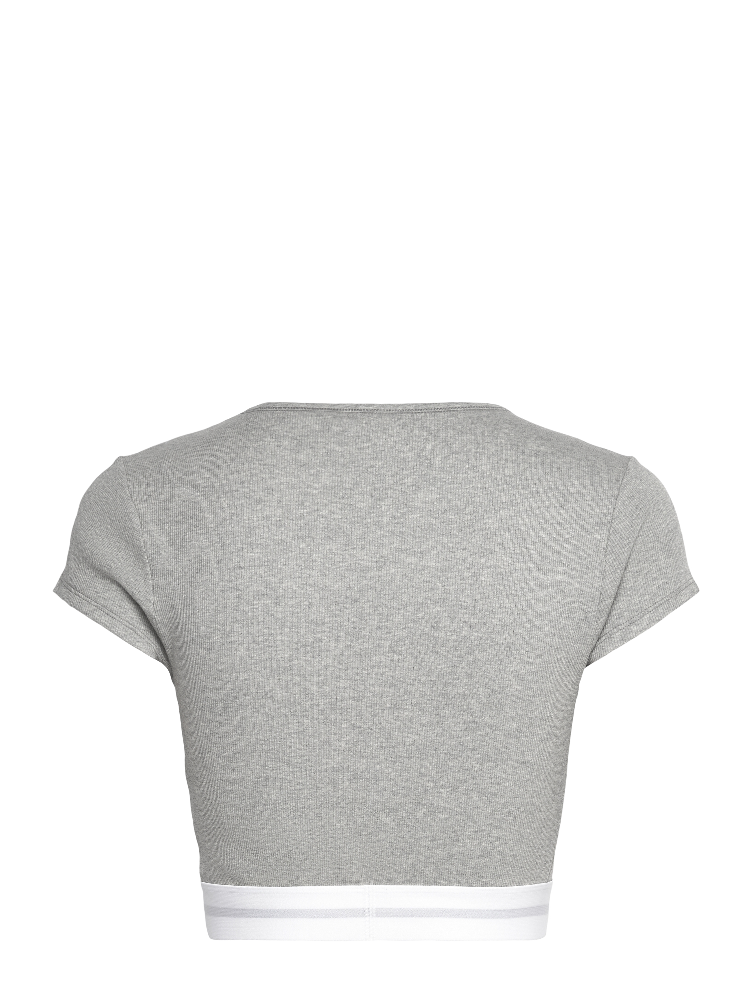 Calvin Klein - RIB CROP TEE - laveste priser - grey heather - 2