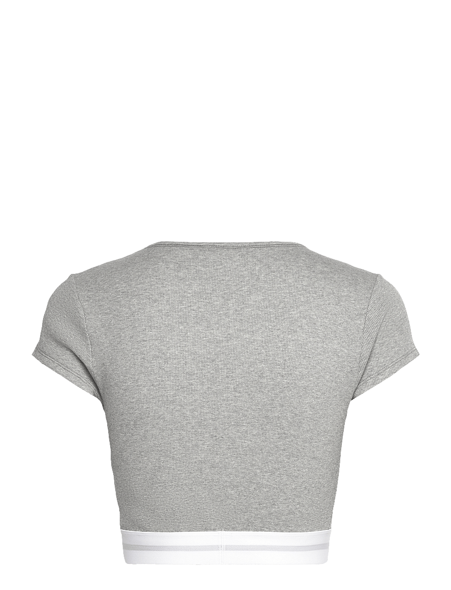 Calvin Klein - RIB CROP TEE - crop tops - grey heather - 2
