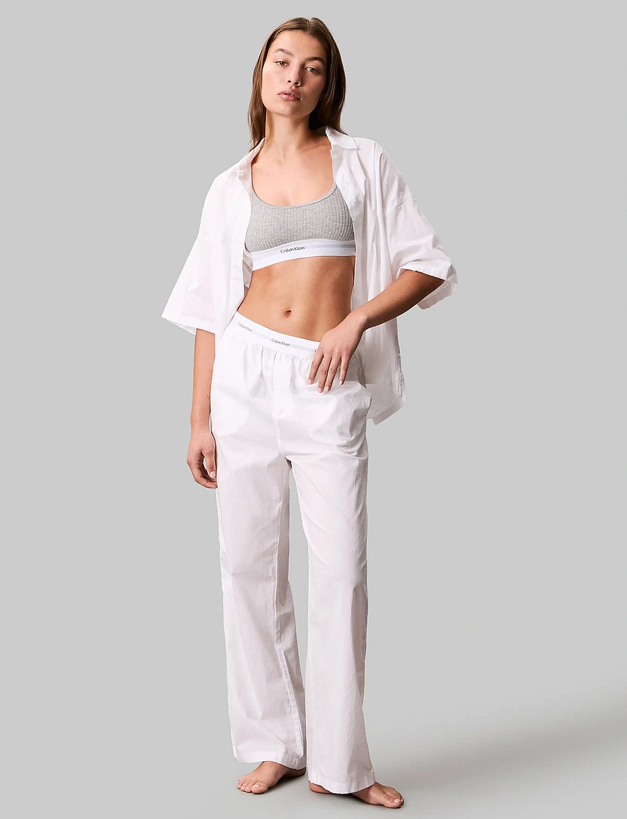 Calvin Klein - LOGO WB POPLIN PANT - bas de pyjama - classic white - 3