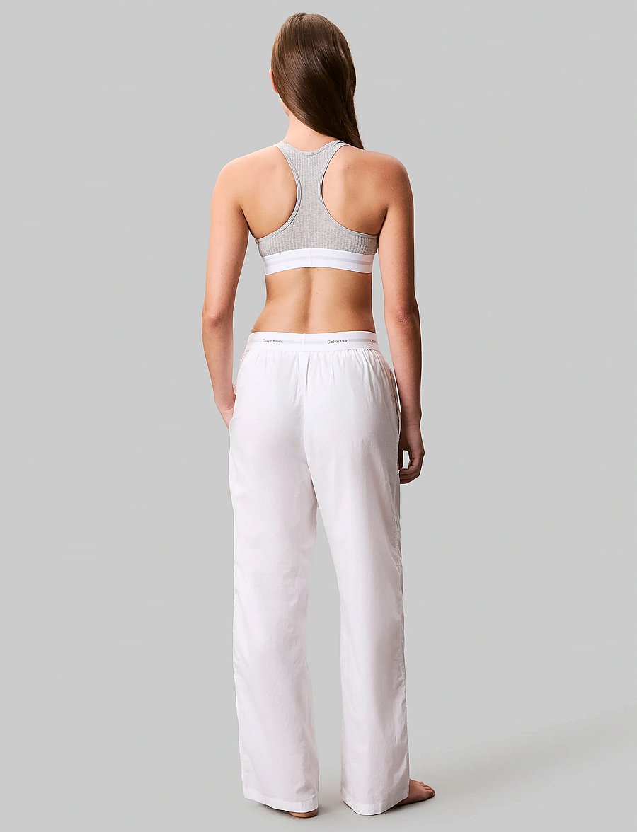 Calvin Klein - LOGO WB POPLIN PANT - bas de pyjama - classic white - 4