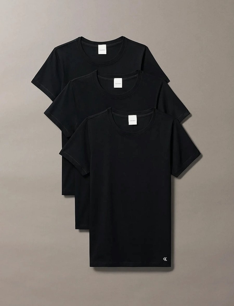 Calvin Klein - COTTON TEE 3PK - oberteile - black/black/black - 0